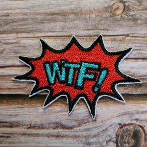3/13$  Wtf Comic Book Super Hero Font Vintage Y2k Embroidered Iron on Patch